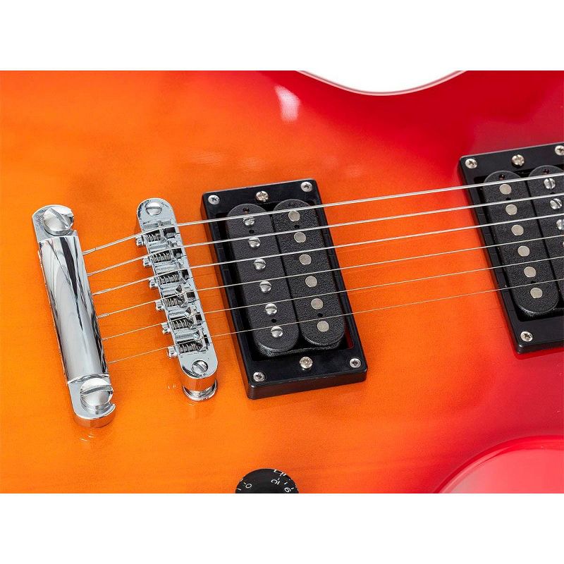 Monoprice 66 Classic V2 Cherry Electric Guitar with Gig Bag, Right, 6 Strings, Poplar Body, HH Pickups - Indio Series