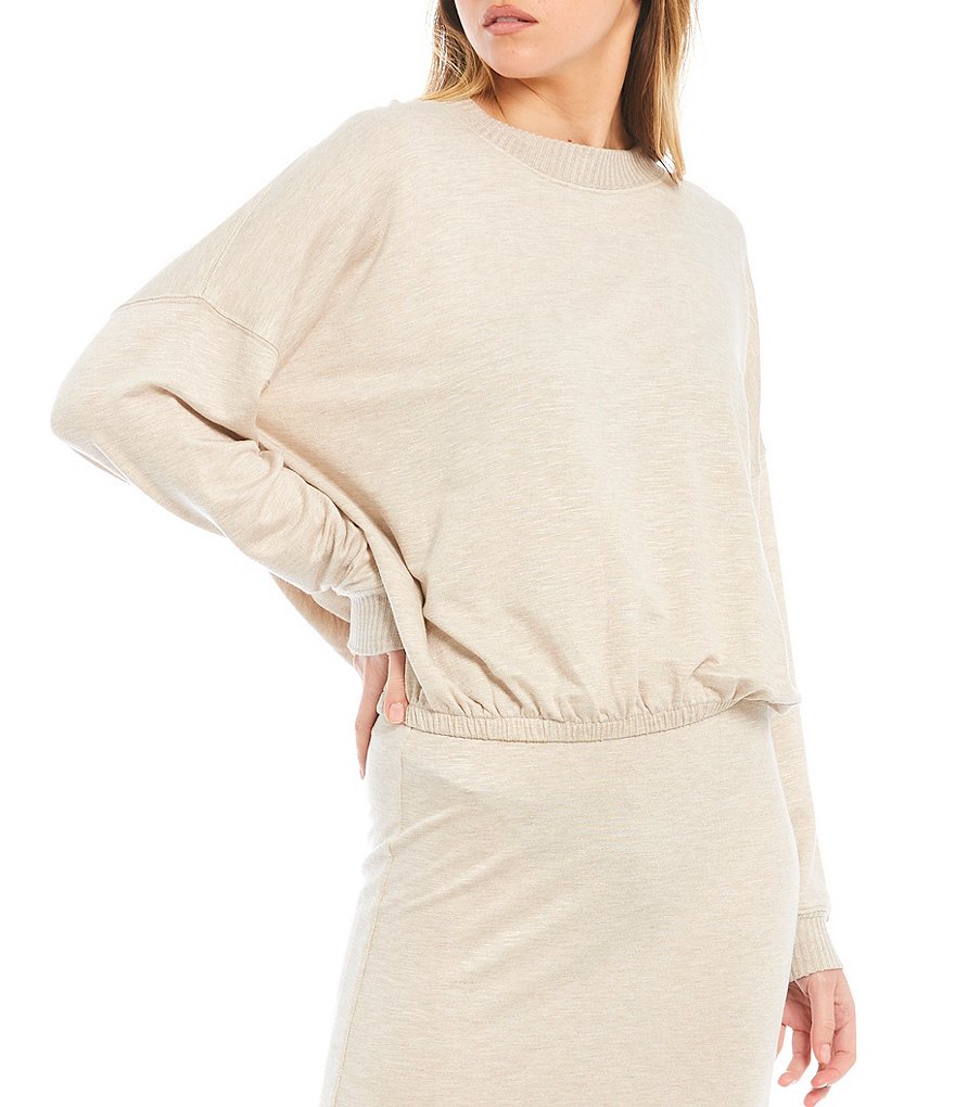 Splendid Knit Long Sleeve Jewel Neck Coordinating Bubble Pullover