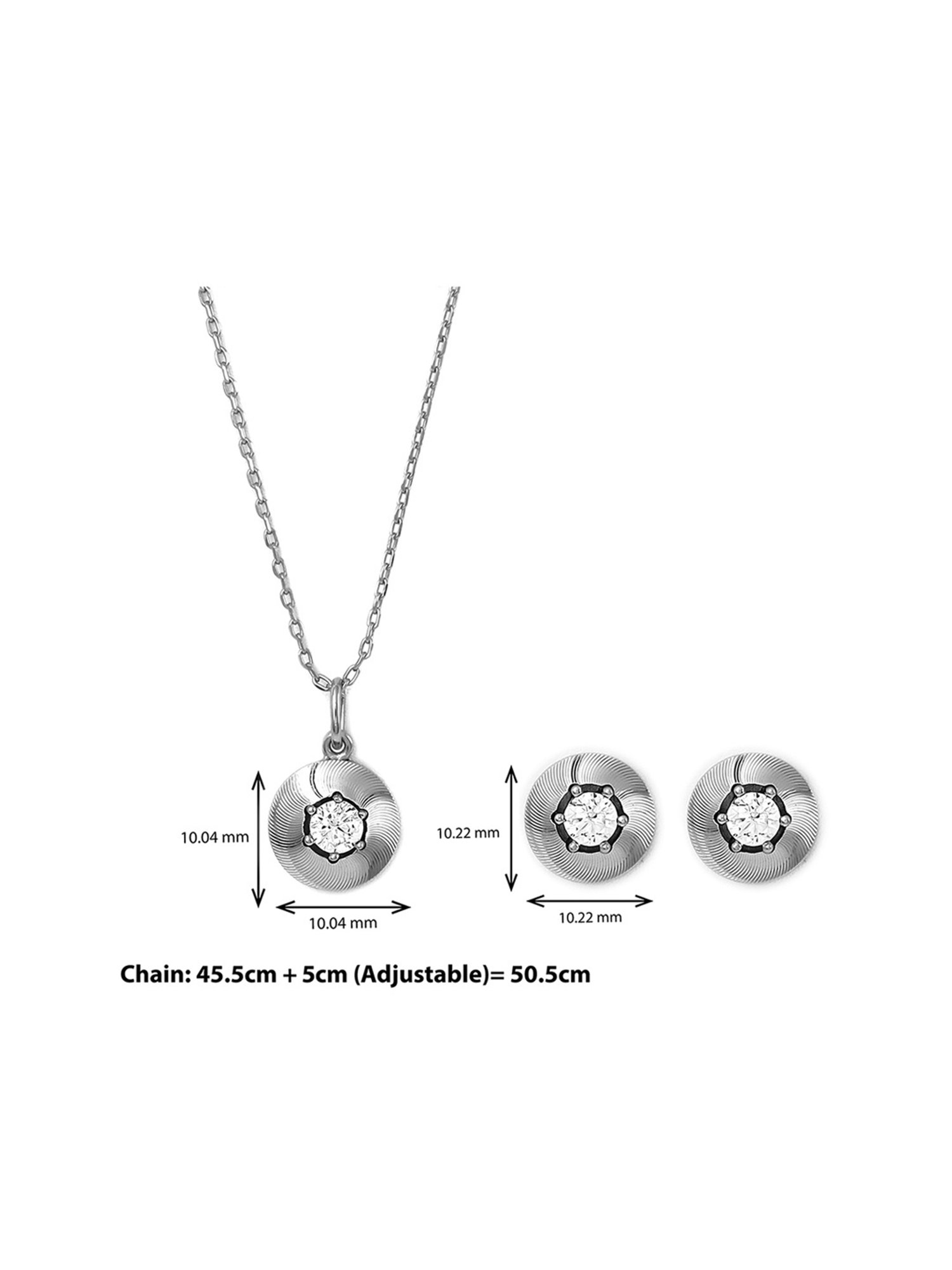 Silberry 92.5 Sterling Silver Round Illusion Pendant Set