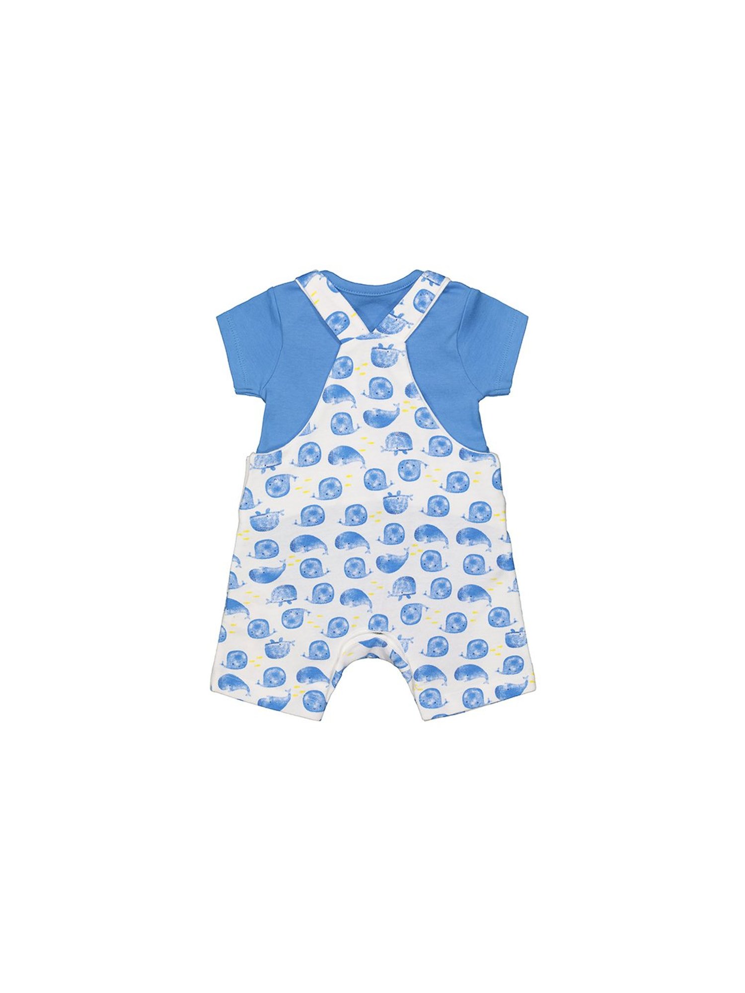 Mothercare Kids Blue & White Printed Dungaree with Bodysuit