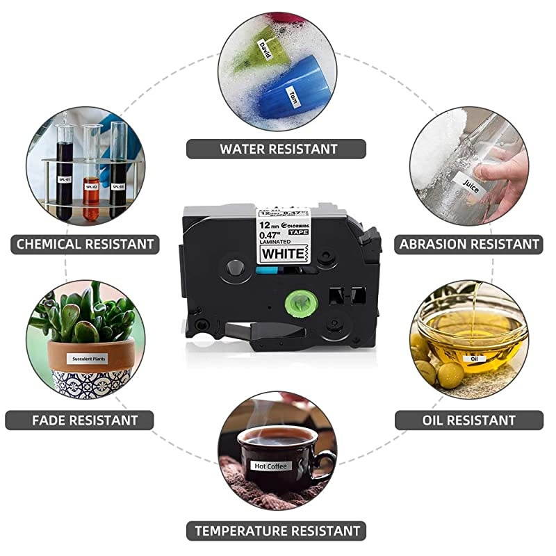 Compatible Label Tape Replacement for Brother Ptouch TZe-231 TZe231 TZ-231 TZ231 12mm 0.47 inch Laminated TZe TZ Label Tape, Black on White, for Brother PTD210 PTH110 PTD400 PTD600, 4 Pack