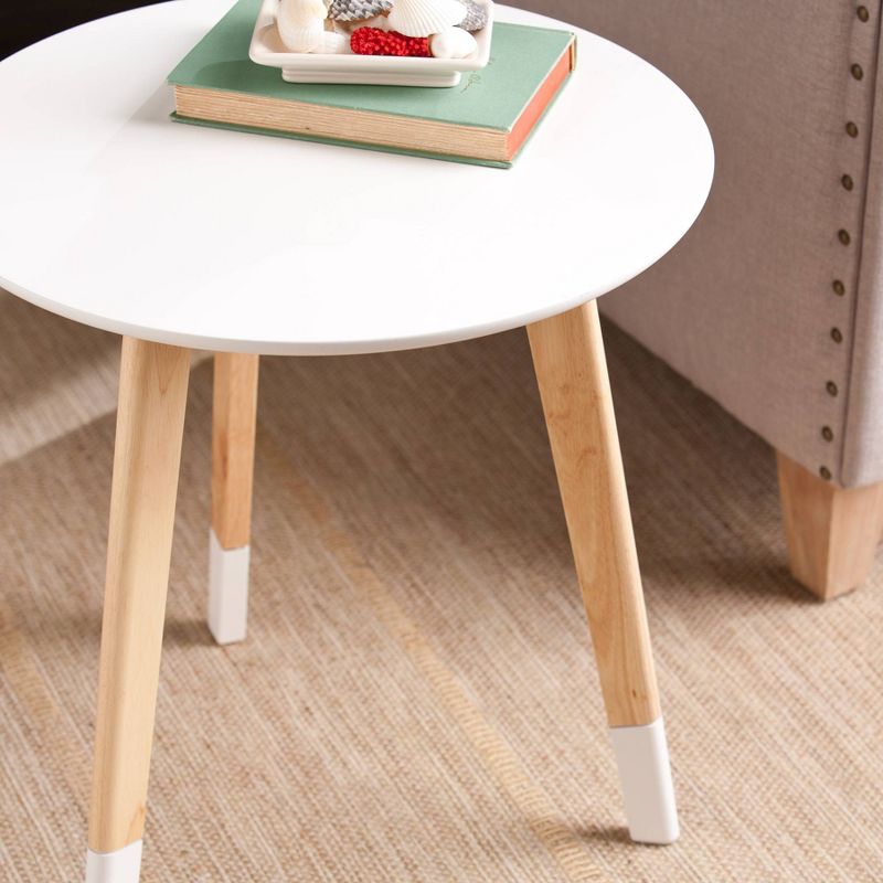 Neelan Round Accent Table - Glossy White - Aiden Lane