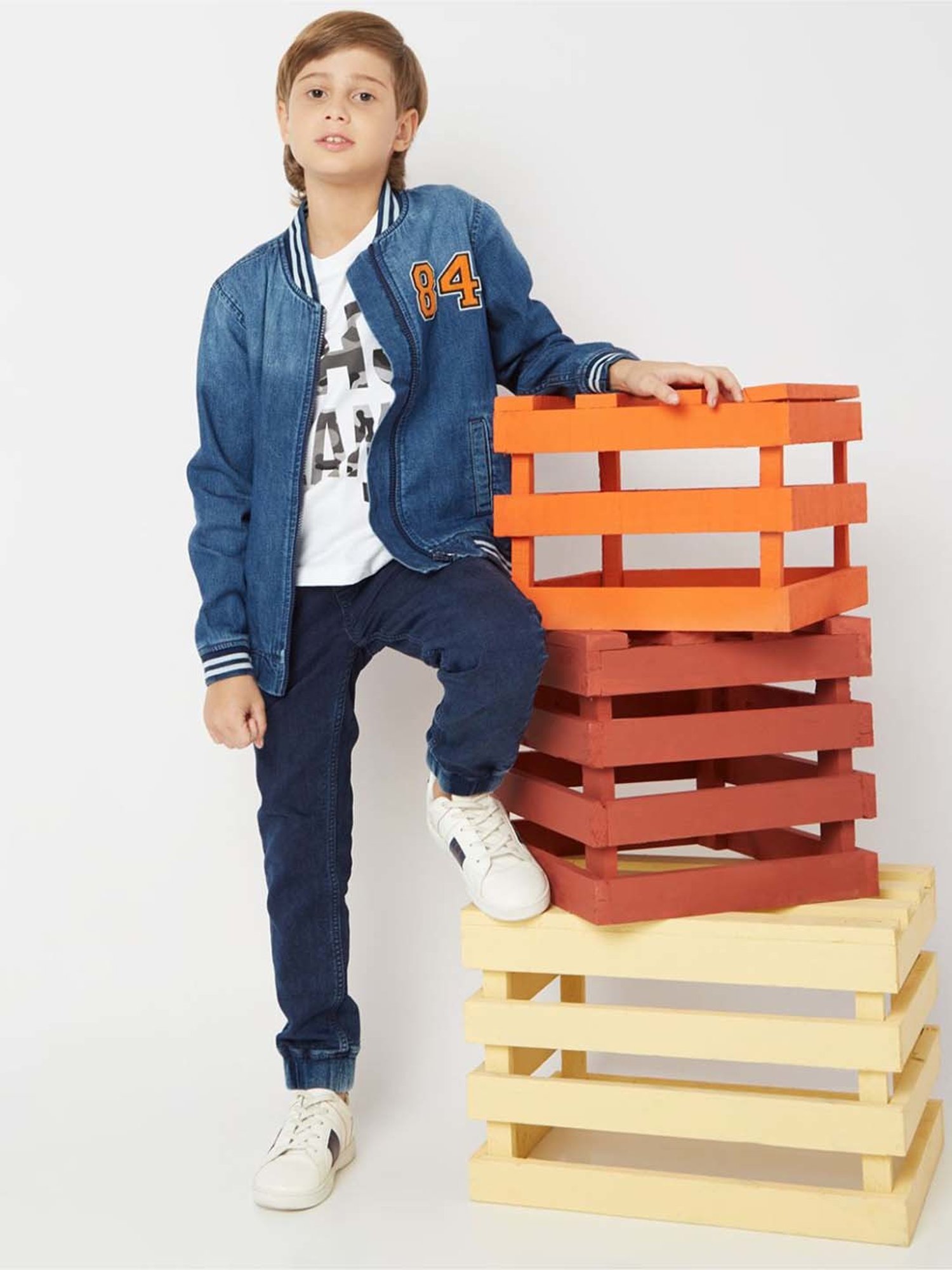 Allen Solly Junior Navy & Green Color Block Full Sleeves Jacket