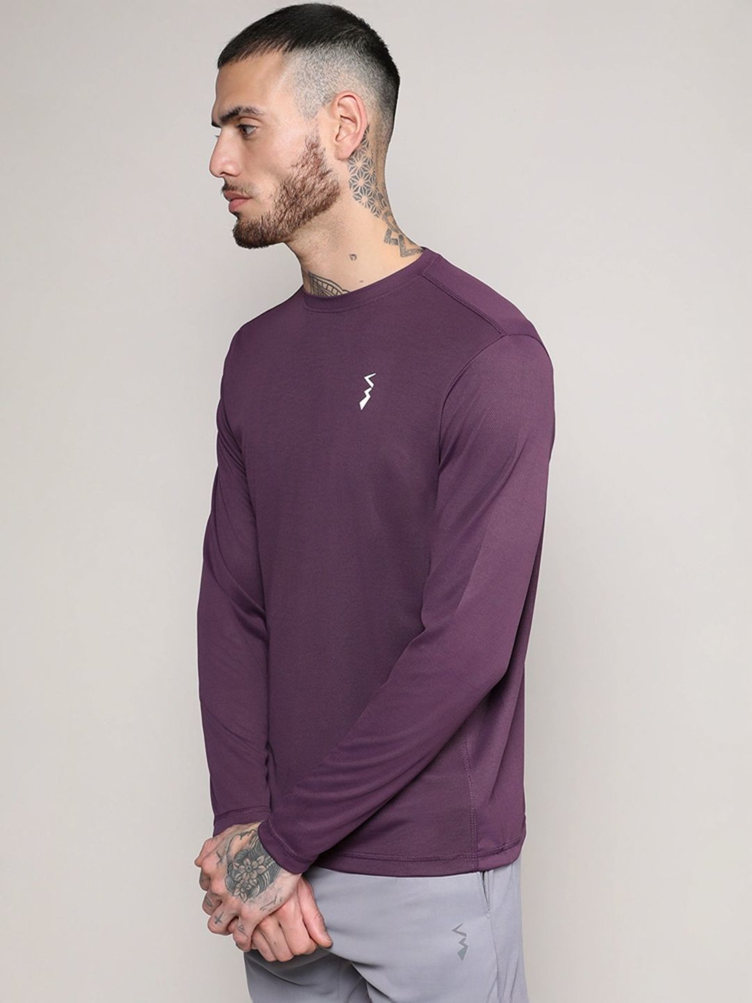 Campus Sutra Purple Regular Fit Sports T-Shirt