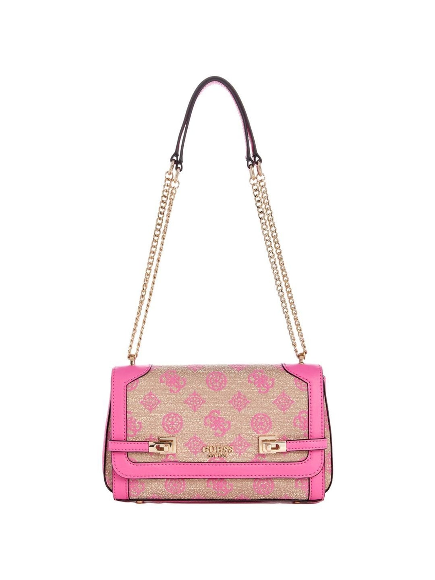 Guess Pink  Printed Shoulder Handbag