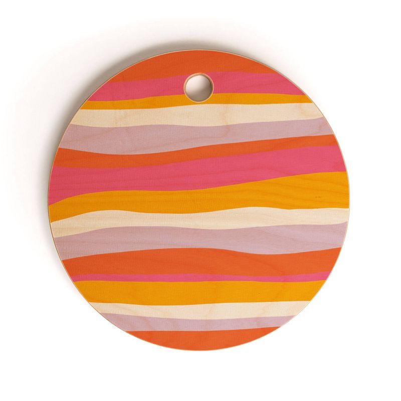 13" Wood Sunshine Canteen Cali Beach Stripes Cutting Board - society6
