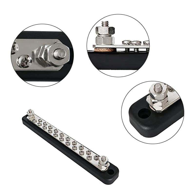 150A Line Buss Bar 20 Screw Terminal Ground Distribution Block  Marine Busbar for Boat Automotive Truck RV