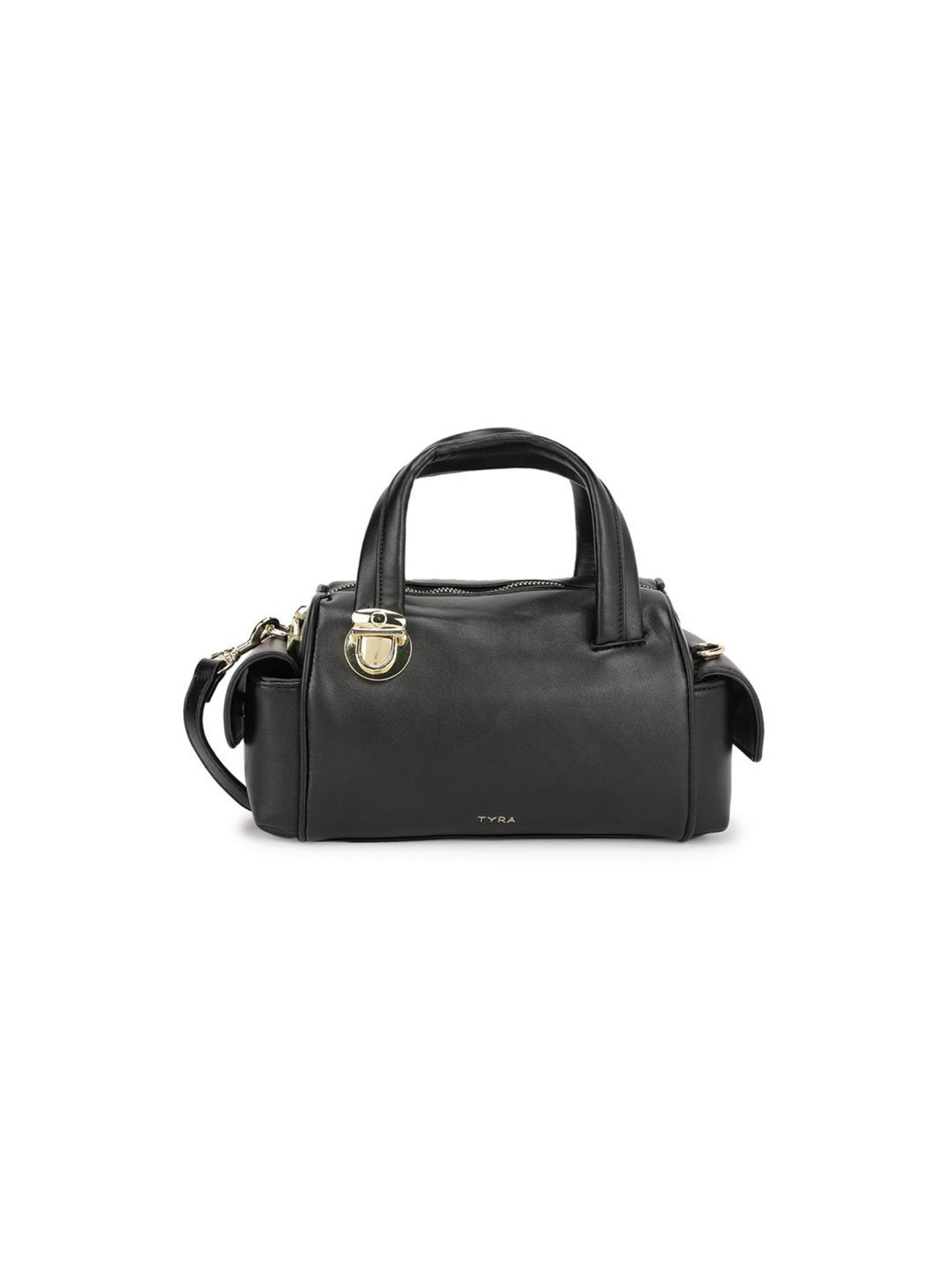 Tyra Sofia Black Solid Faux Leather Handbag
