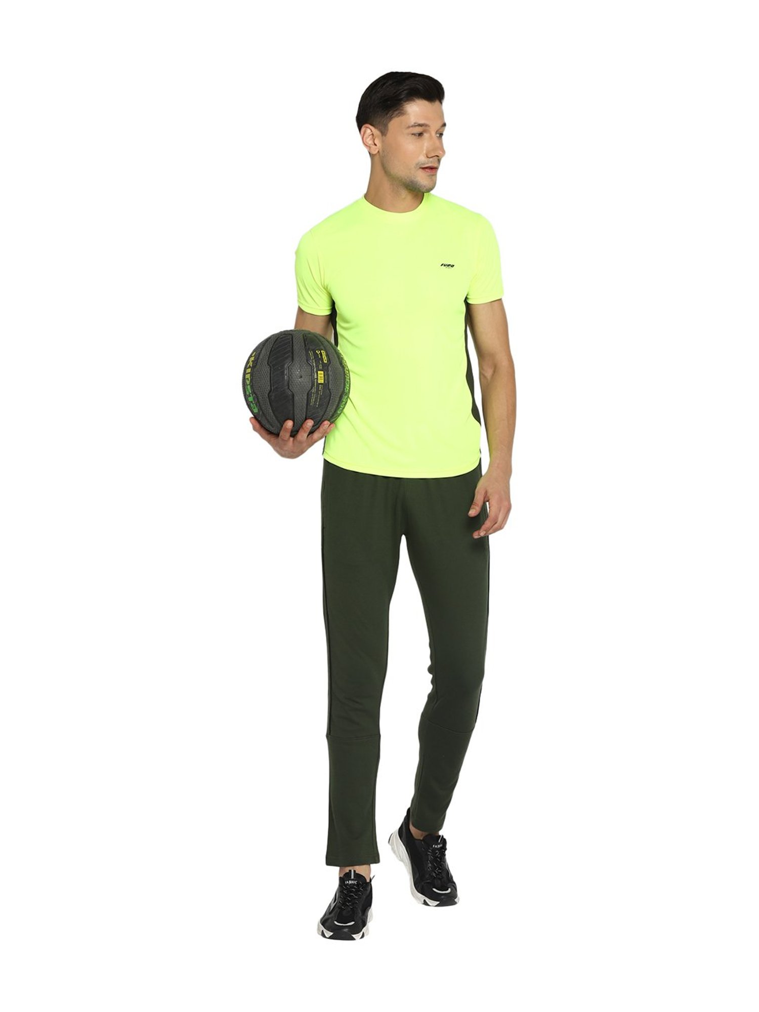 Furo by Red Chief Olive Solid Cotton Track Pants