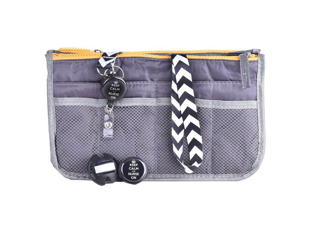 Sizzle City nurse badge holder, nurse badge reel, retractable badge clip, handbag organizer, stethoscope name tag (Nurse Gift Set_Black)