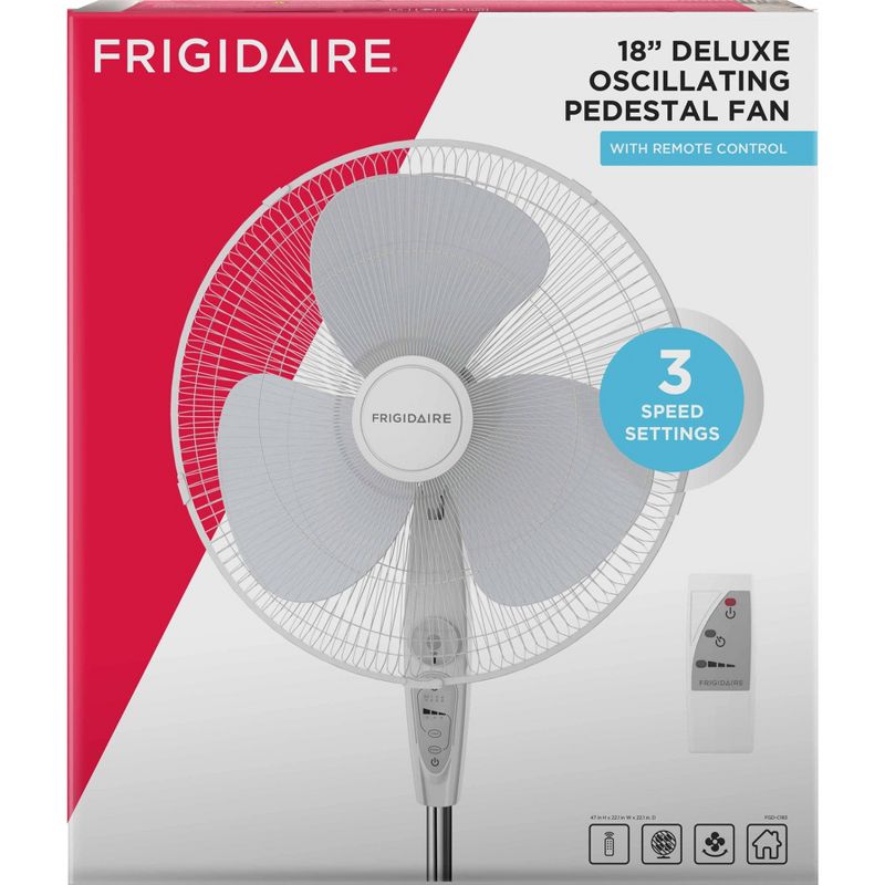 Frigidaire 18" Deluxe Pedestal Fan with Remote Control White