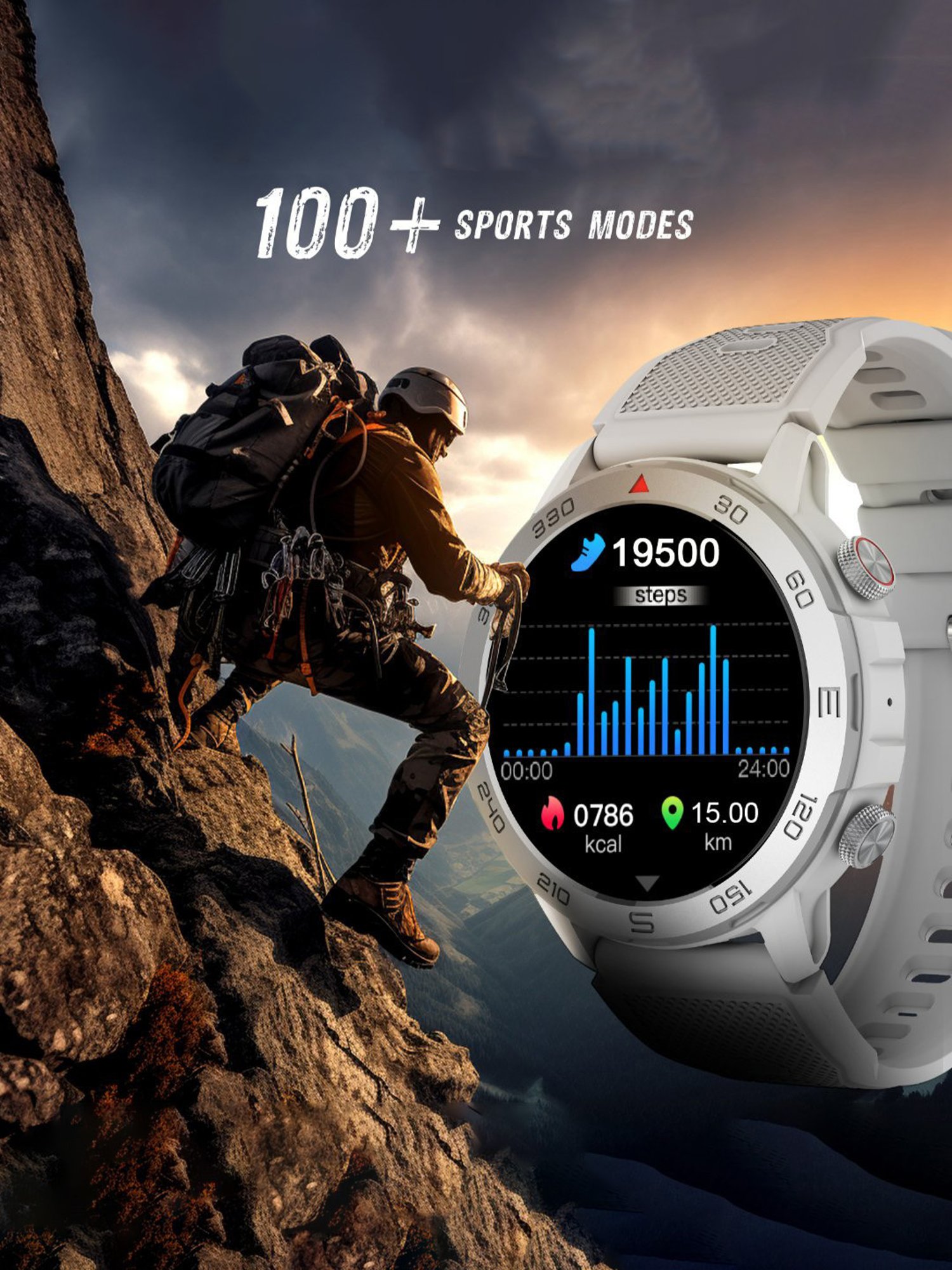 beatXP Duke Rugged BT Calling Smartwatch with 1.43 inch Round Super AMOLED Display (Silver)