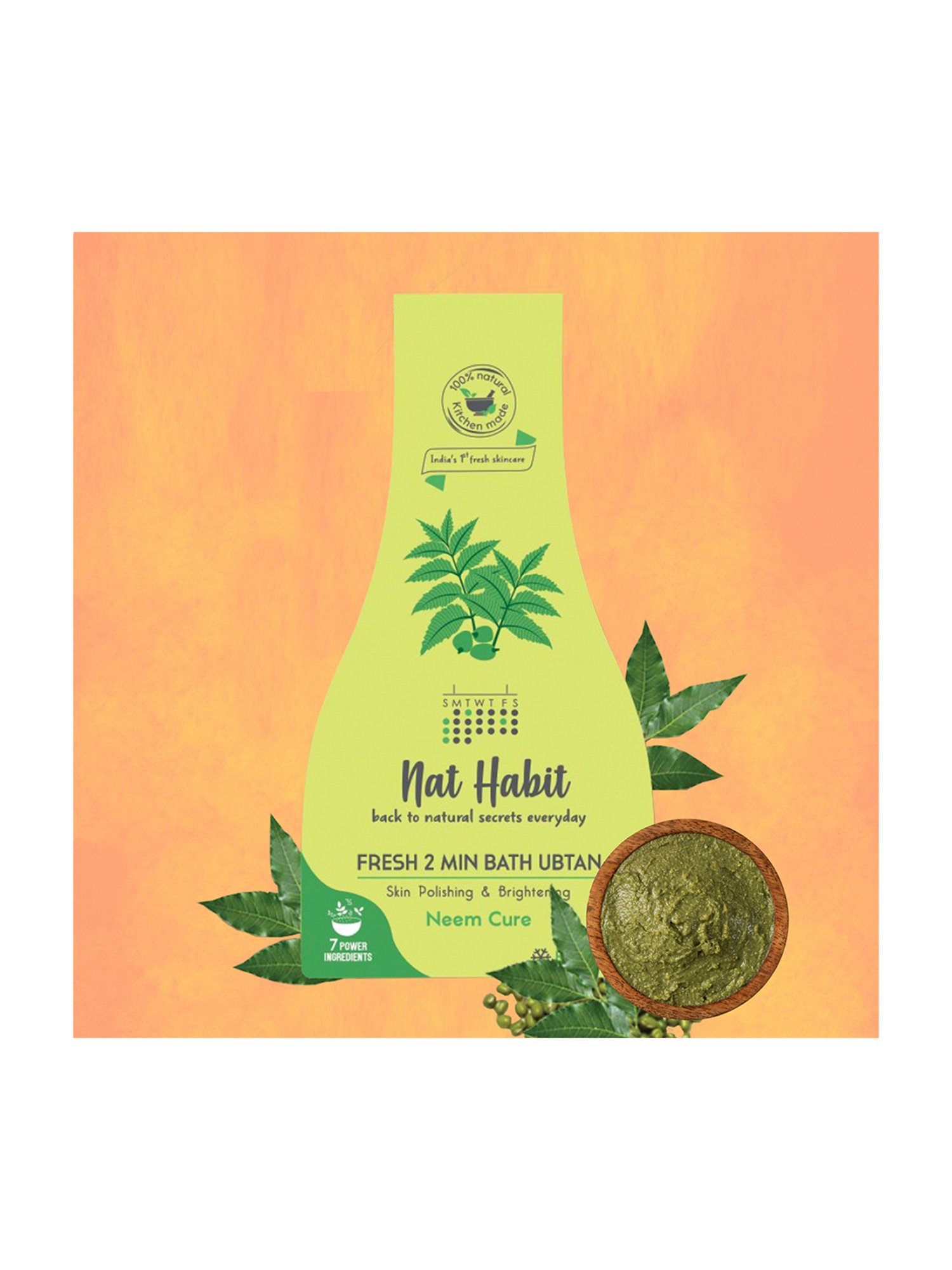 Nat Habit Neem Cure Fresh 2 Minute Bath Ubtan - Pack of 3