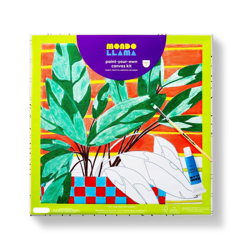 11"x11" Paint-Your-Own Canvas Kit Plant - Mondo Llama™