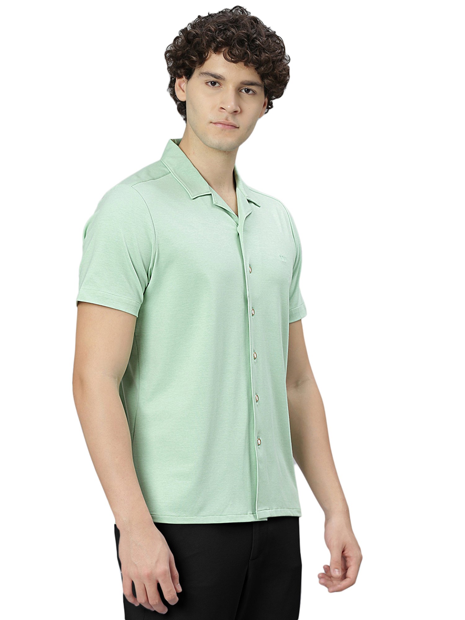Slowave Light Green Regular Fit Shirt