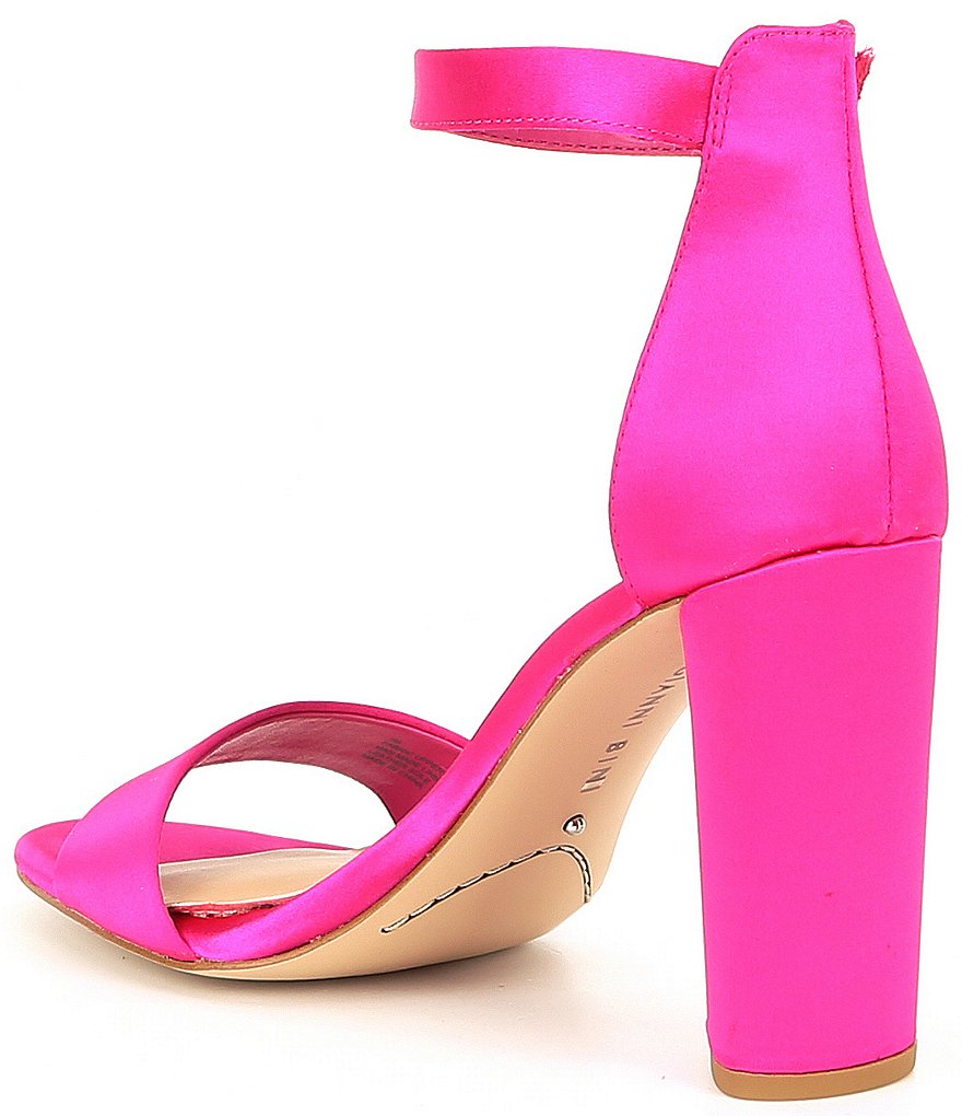 Gianni Bini Joenah Satin Ankle Strap Block Heel Dress Sandals