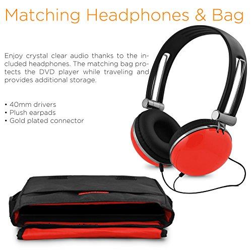Ematic EPD707RD 7-Inch Portable DVD Player with Matching Headphones and Bag (Red)
