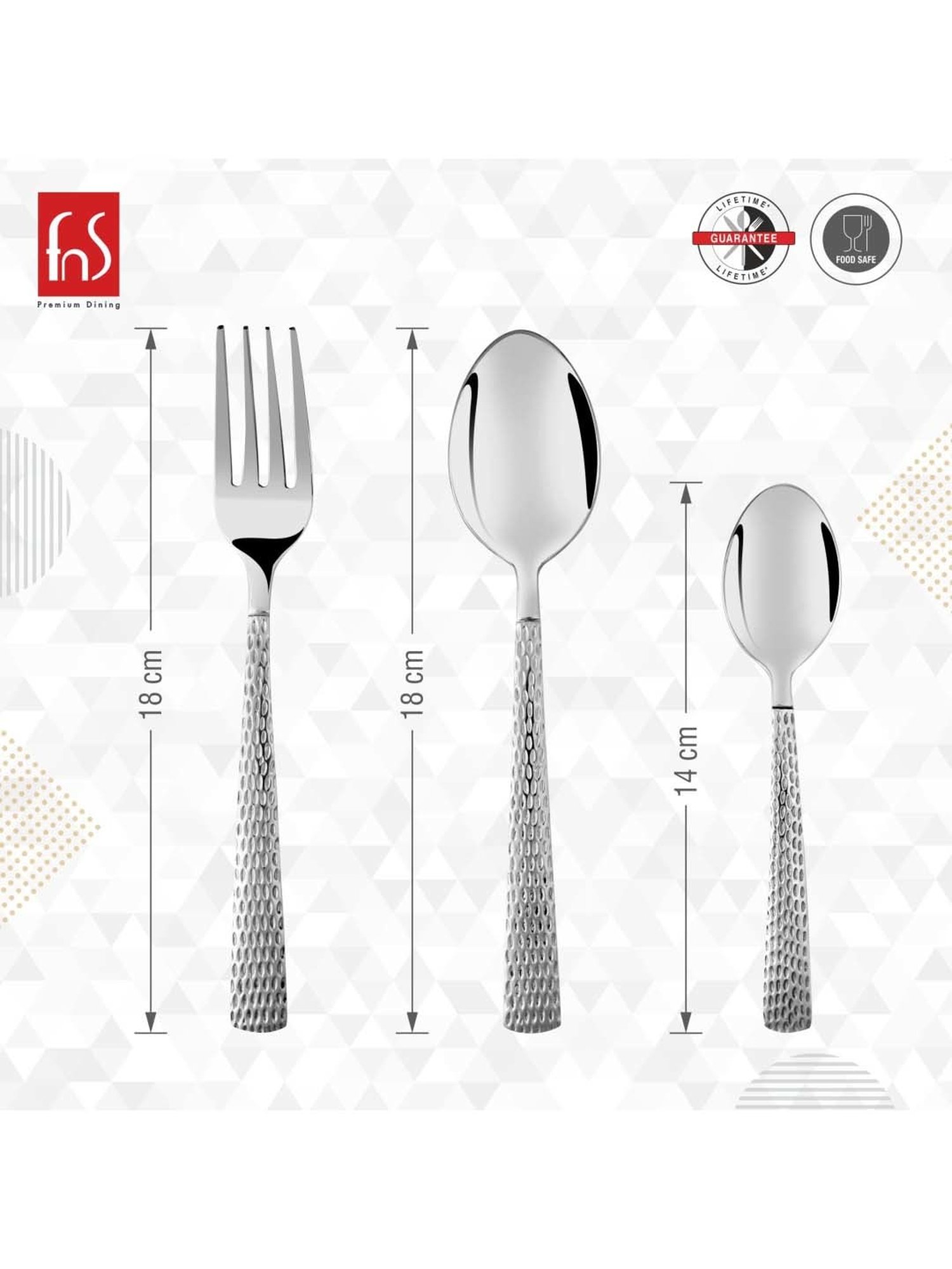FnS Madrid Silver Stainless Steel Cutlery - Set of 18