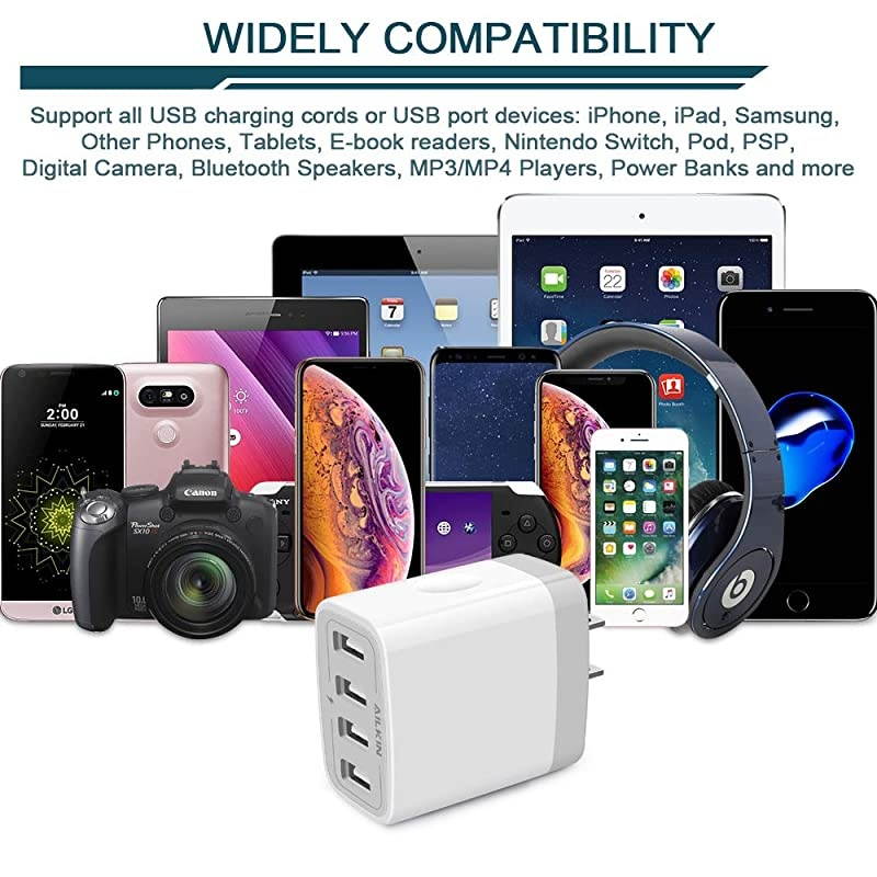 USB Charger Cube Wall Charger Plug  48A 4Muti Port USB Adapter Power Plug Charging Station Box Base Replacement for Phone 11 Pro MaxX87 Pad Samsung Phones and More USB Charging Block