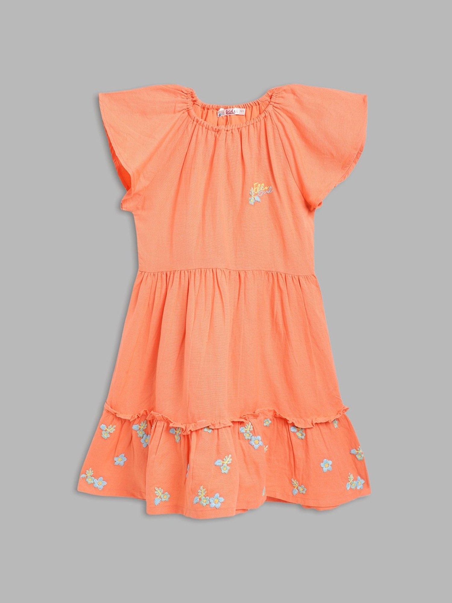 Elle Kids Orange Embellished Dress