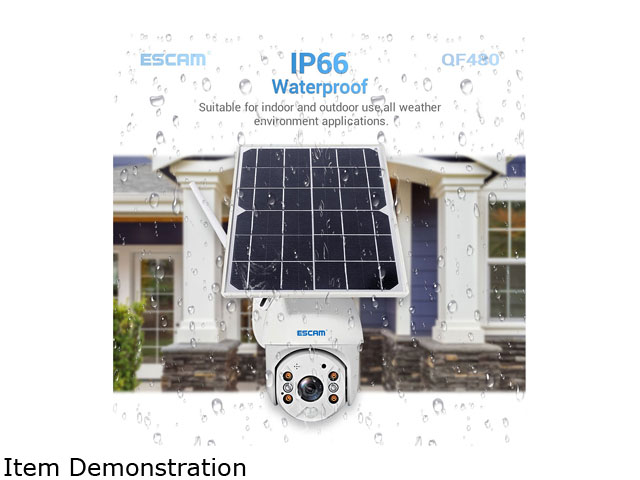 ESCAM QF480 1080P Cloud Storage PT 4G Battery PIR Alarm IP Camera With Solar Panel Full Color Night Vision IP66 Waterproof Two Way Audio Camera