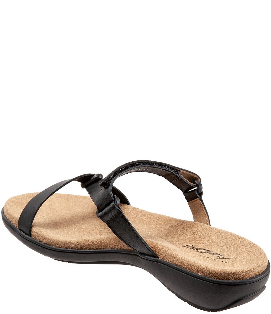 Trotters Raja Leather Adjustable Hook and Loop Slide Footbed Sandals