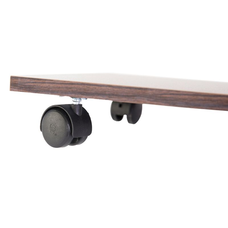 Basicwise Modern Sofa Side Table with Shelves and Casters, Brown