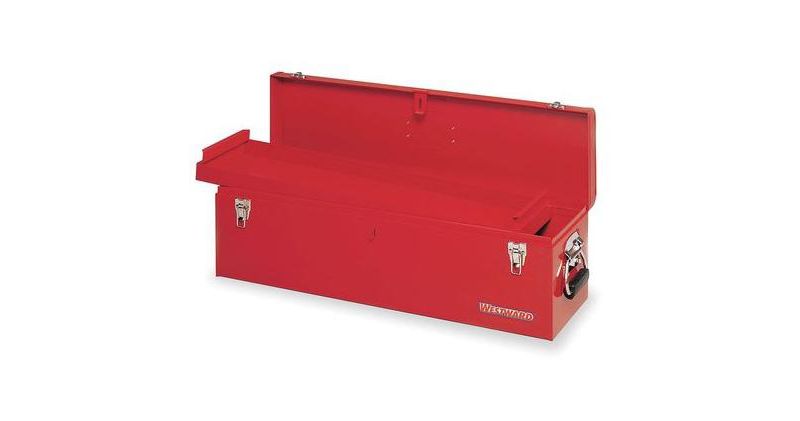 WESTWARD 10J164 30"W Steel, Red Portable Tool Box, Powder Coated, 9"H