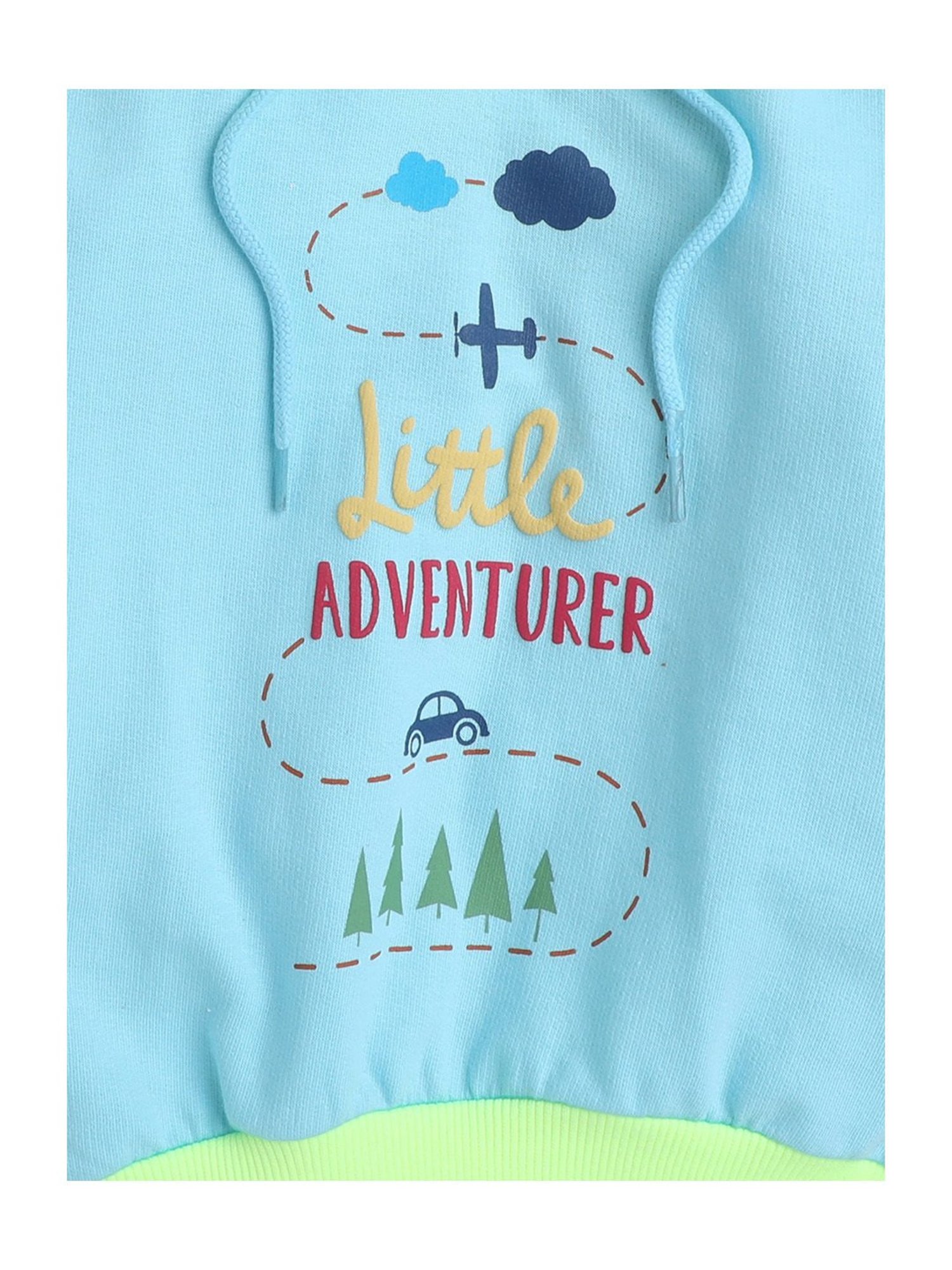 Bumzee Kids Sky Blue & Light Green Printed Full Sleeves Sweatshirt