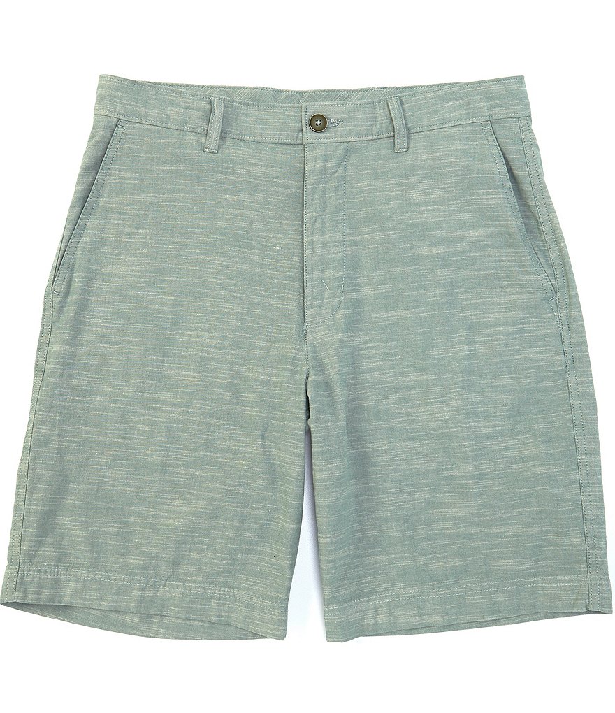 Roundtree & Yorke 9#double; Inseam Flat Front Slub Chambray Shorts