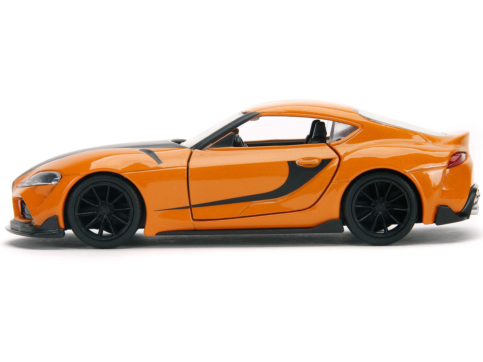 Han's Mazda RX-7 Orange Metallic and Matt Black and Toyota GR Supra Orange Metallic with Black Hood Set of 2 pieces "Fast & Furious" Series 1/32 Diecast Model Cars by Jada