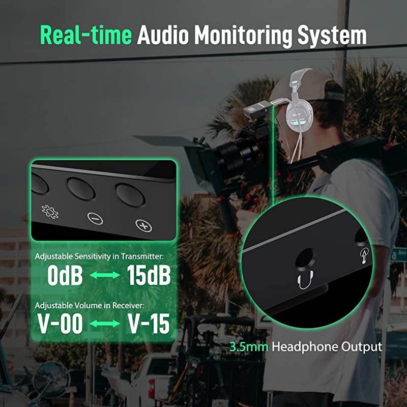 Connects C1 Professional-Wireless-Lavalier-Microphone-System 36 Channels UHF 1 Transmitter with 1 Receiver 70m/229.66ft OLED Screen for DSLR/Mirrorless Camera/Smartphone/Camcorder/Audio Recorder