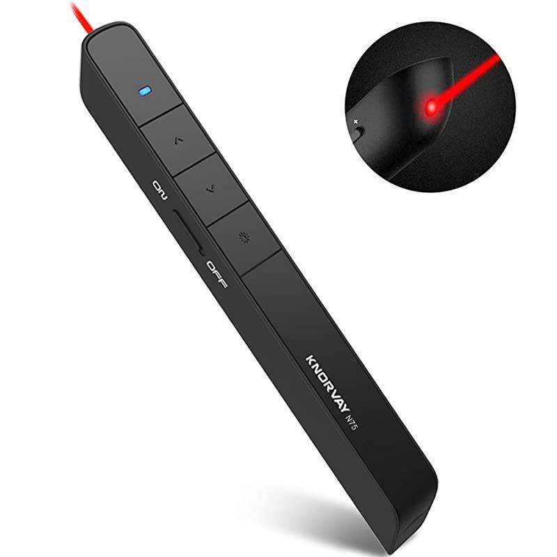 Rechargeable  N75RBK Wireless Presenter Rechargeable with 300 ft Long Control Distance Hyperlink USB Powerpoint Remote Presentation Clicker Laser Pointer Rechargeable 24GHz BBlack