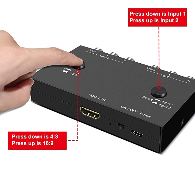 Port AV to HDMI Converter RCA to HDMI Adapter Dual AV to HDMI Converter Composite to HDMI Adapter Support 16943 Compatible with WII N64 PS1 PSPS3 VHS VCR DVD Players etcAV in 1 HDM