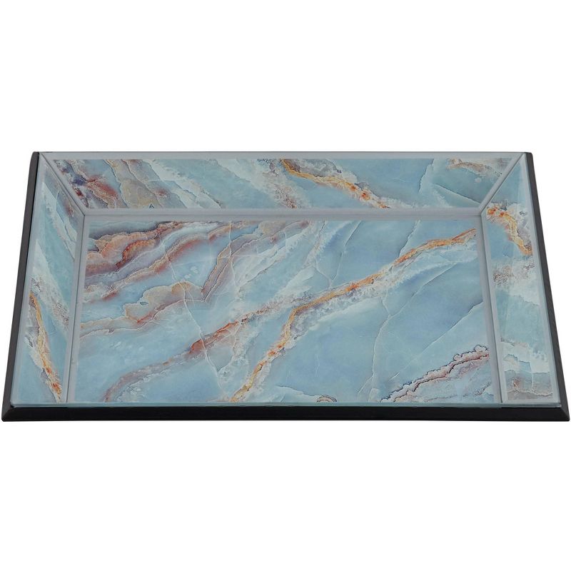 Studio 55D Shiny Polished Blue Glass Decorative Tray
