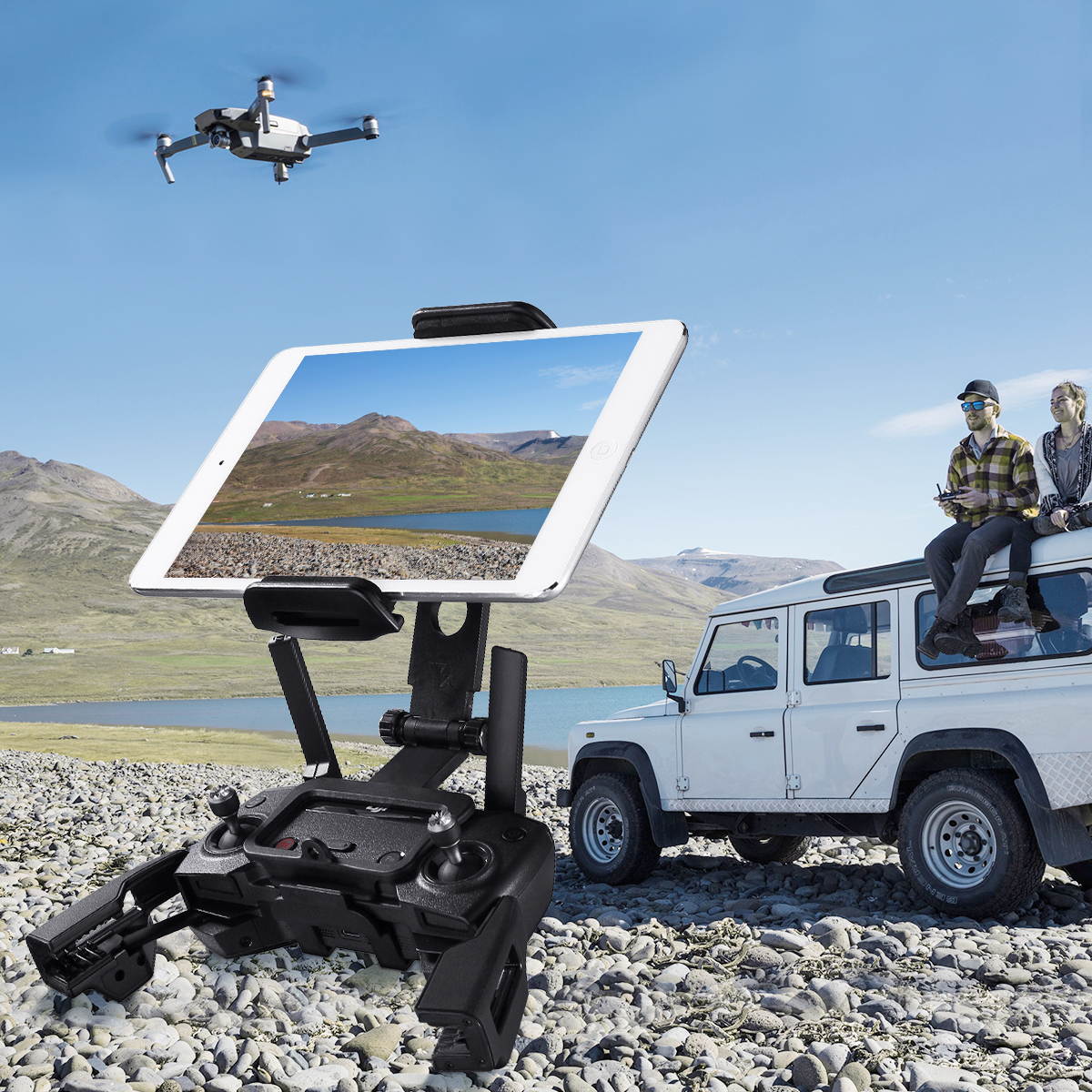 4-12 Inch Adjustable Extender Tablet Holder Mount with Neck Lanyard Strap for DJI Mavic Mini, Mavic 2 Pro/Zoom, DJI Spark/Mavic Pro/Mavic Air Remote Control