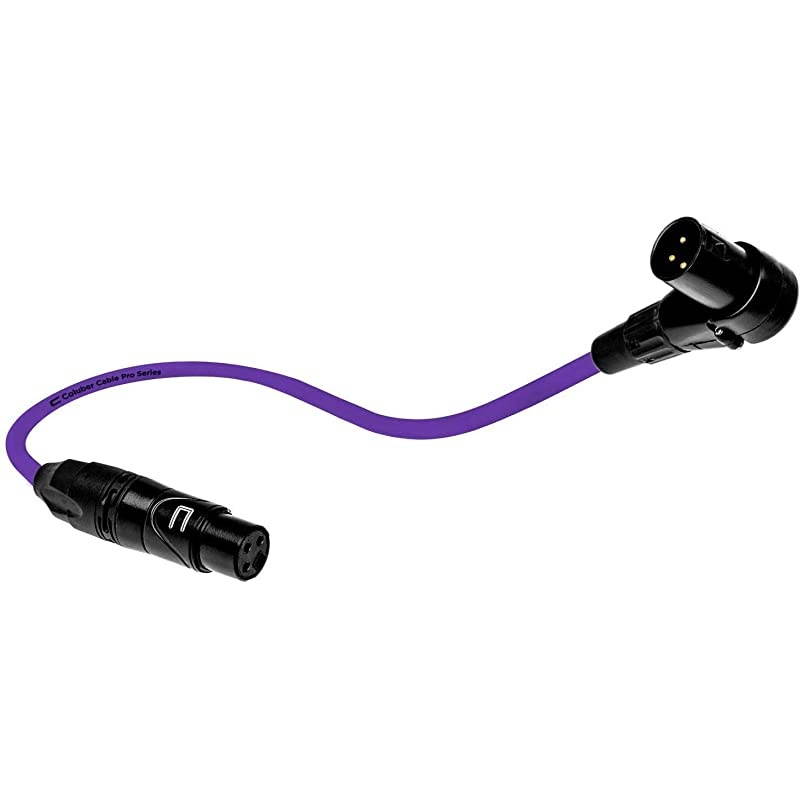 XLR Cable Right Angle Male to Straight Female 30 Feet Purple Pro 3Pin Microphone Connector for Powered Speakers Audio Interface or Mixer for Live Performance amp Recording