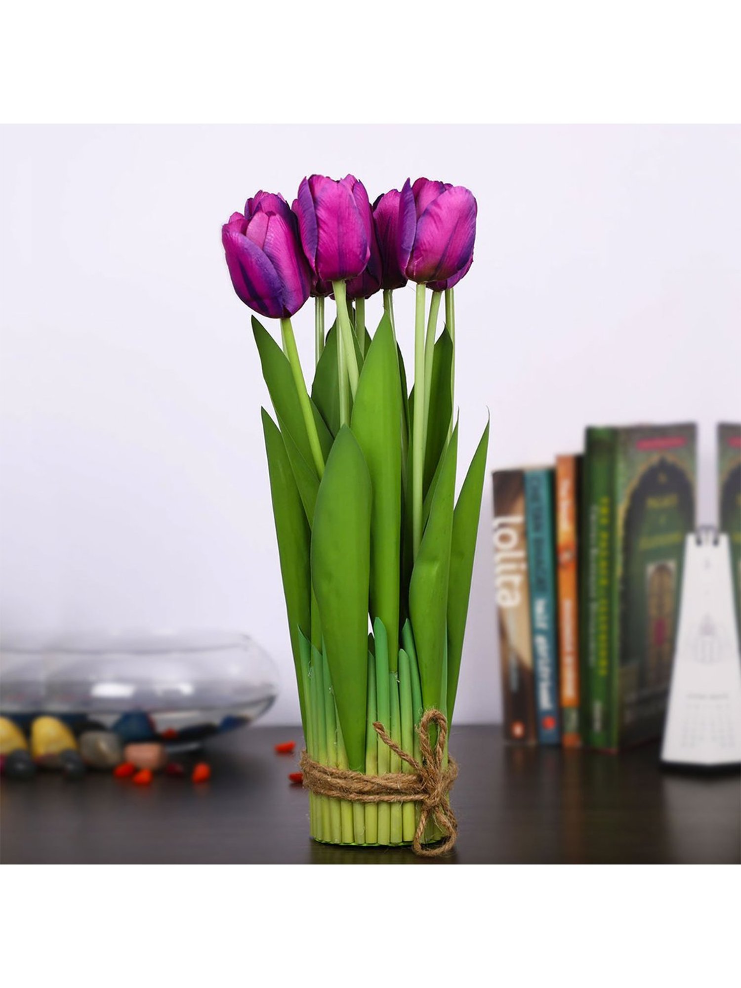 Amflix Purple Artificial Tulip Flowers Bunch