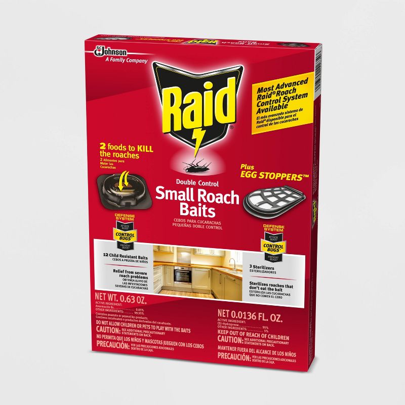 Raid Double Control Small Roach Baits Plus Egg Stoppers 12+3 ct
