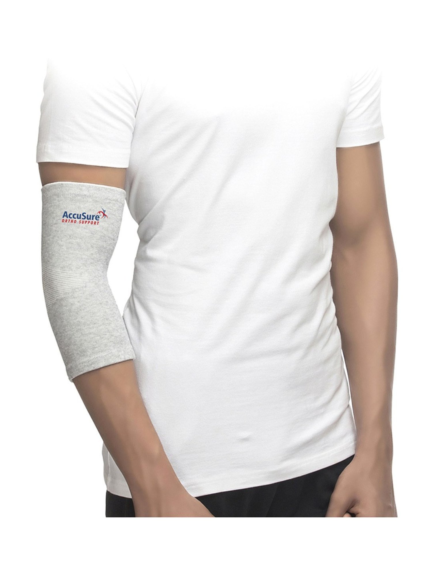 AccuSure Pair of Bamboo Yarn 4 Way Stretchable Bi-Layered Construction Elbow Compression Support-XL