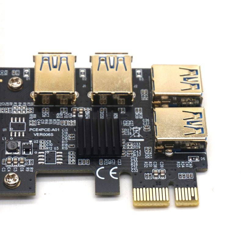 Weastlinks Riser USB 3.0 PCI-E Express 1x to 16x Riser Card Adapter PCIE 1 to 4 Slot PCIe Port Multiplier Card for BTC Bitcoin Miner Mining