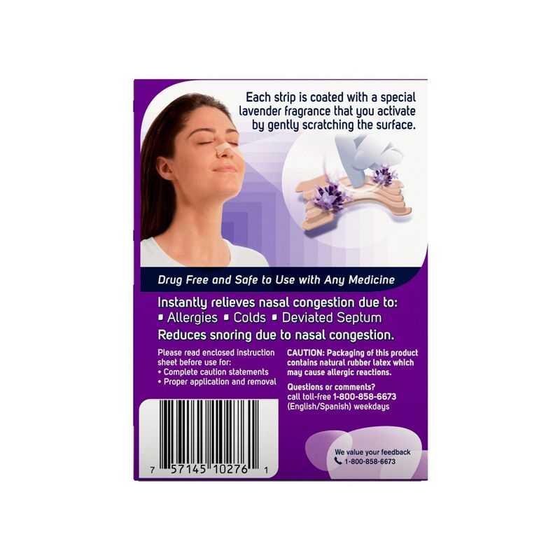 Breathe Right Lavender Scented Drug-Free Nasal Strips for Congestion Relief - 26ct