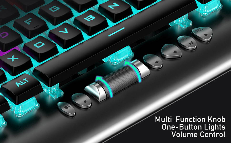 AULA F2099 RGB Mechanical Gaming Keyboard, with Media Keys, Rainbow Backlight, Slim Keycaps, Metal Panel, 104-Keys Anti-Ghosting Wired PC Gaming Keyboards for Laptop, Desktop Computer