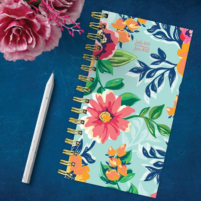 2021-22 Academic Planner 3.5" x 6" Falling Florals Small Daily/Weekly/Monthly - The Time Factory