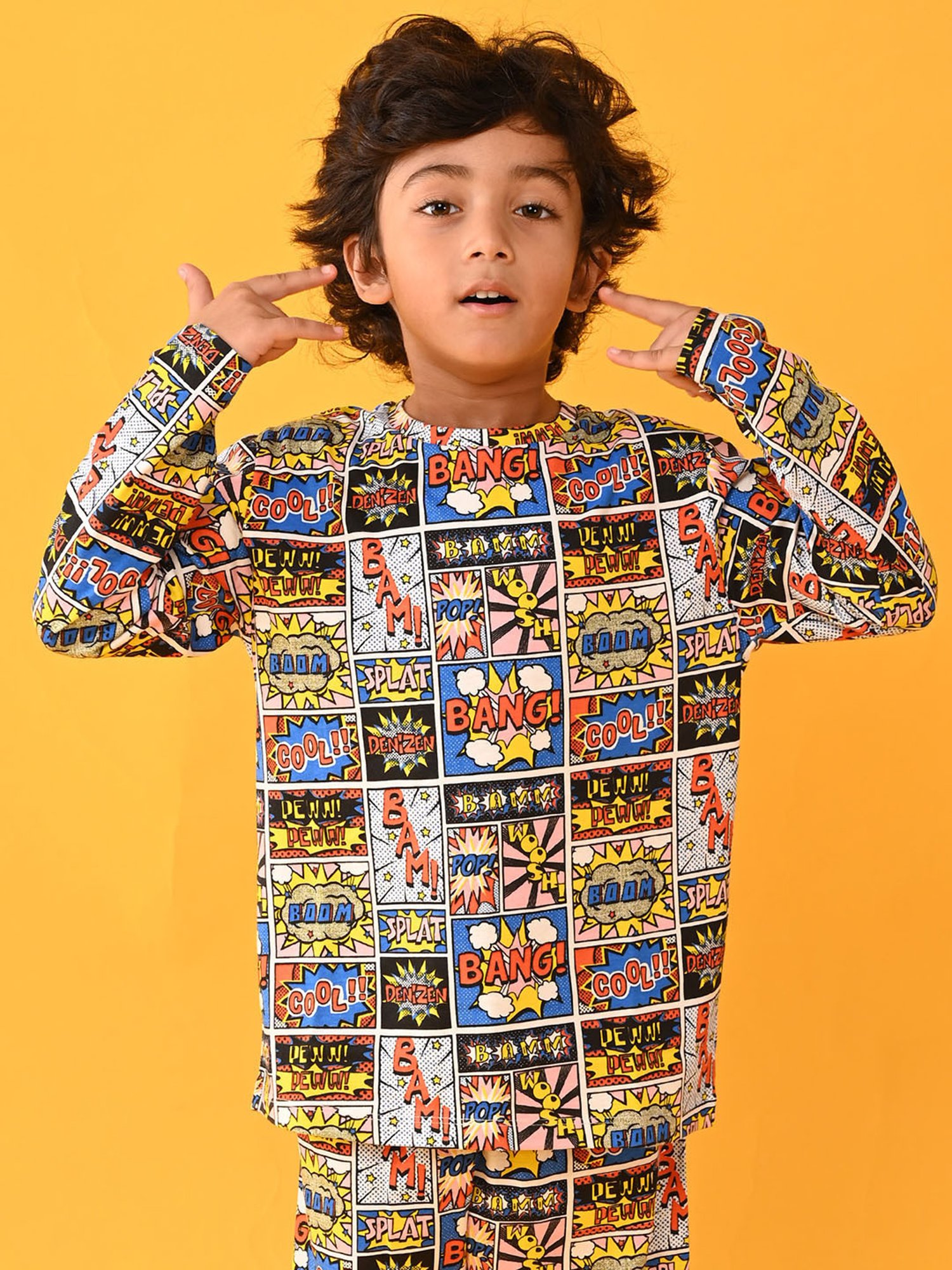 Anthrilo Kids Multicolor Printed Full Sleeves T-Shirt with Pyjamas