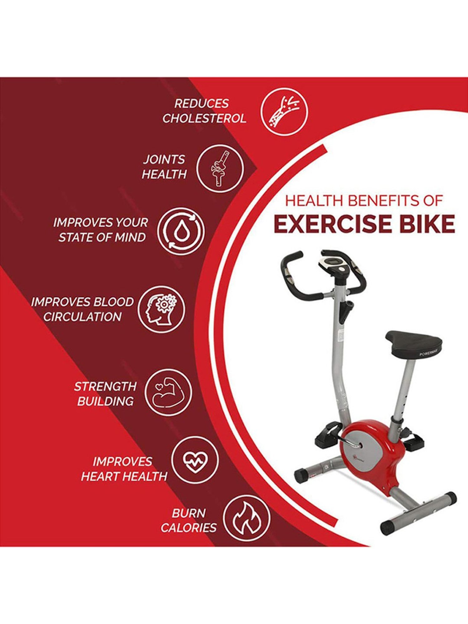 PowerMax Fitness BU-200-NX121 Upright Bike (Grey)