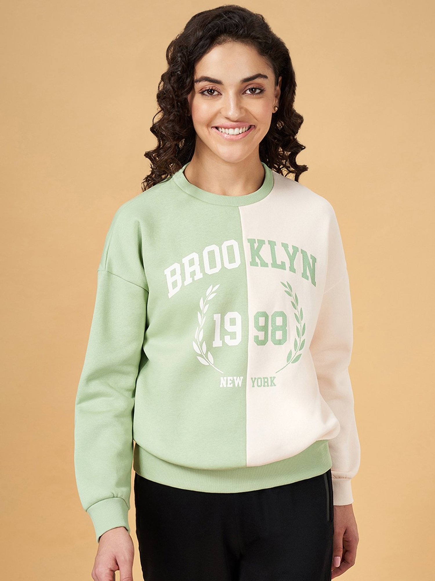 Ajile by Pantaloons Green Printed Sports Sweatshirt