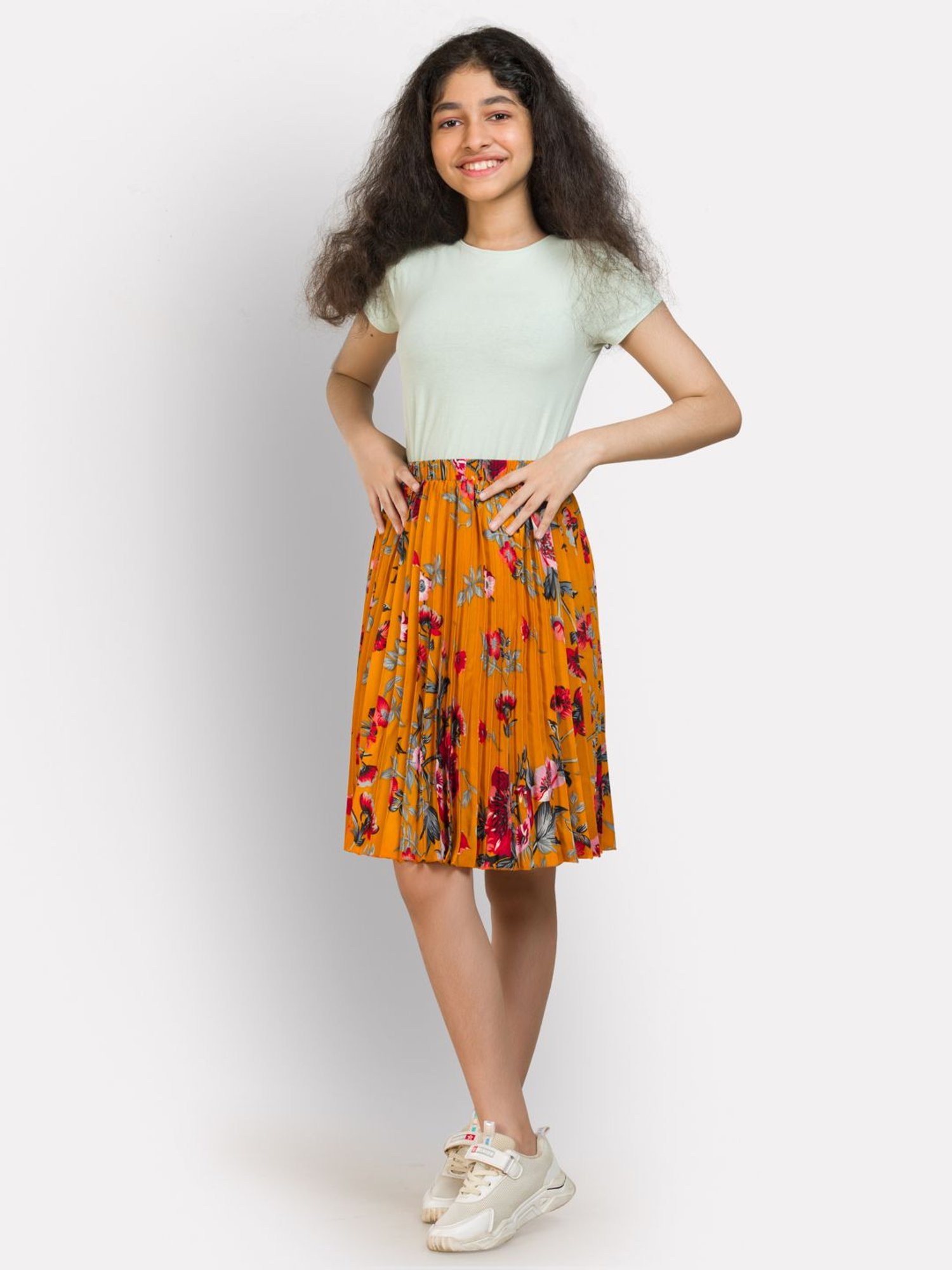 Uptownie Lite Kids Yellow Floral Print Skirt