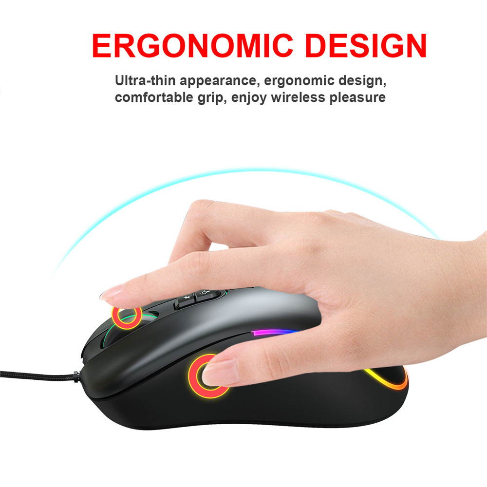 USB Gaming Mouse, Honeycomb Lightweight Gaming Mouse with Backlight, up to 6400 DPI, Wired PC Gaming Mouse for Mac Laptop Computer