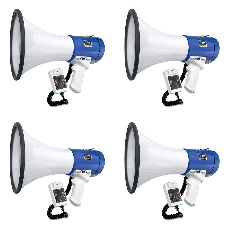 Nippon America Rechargeable Megaphone Speaker w/ Built In Siren, 50 Watts (4 Pack)